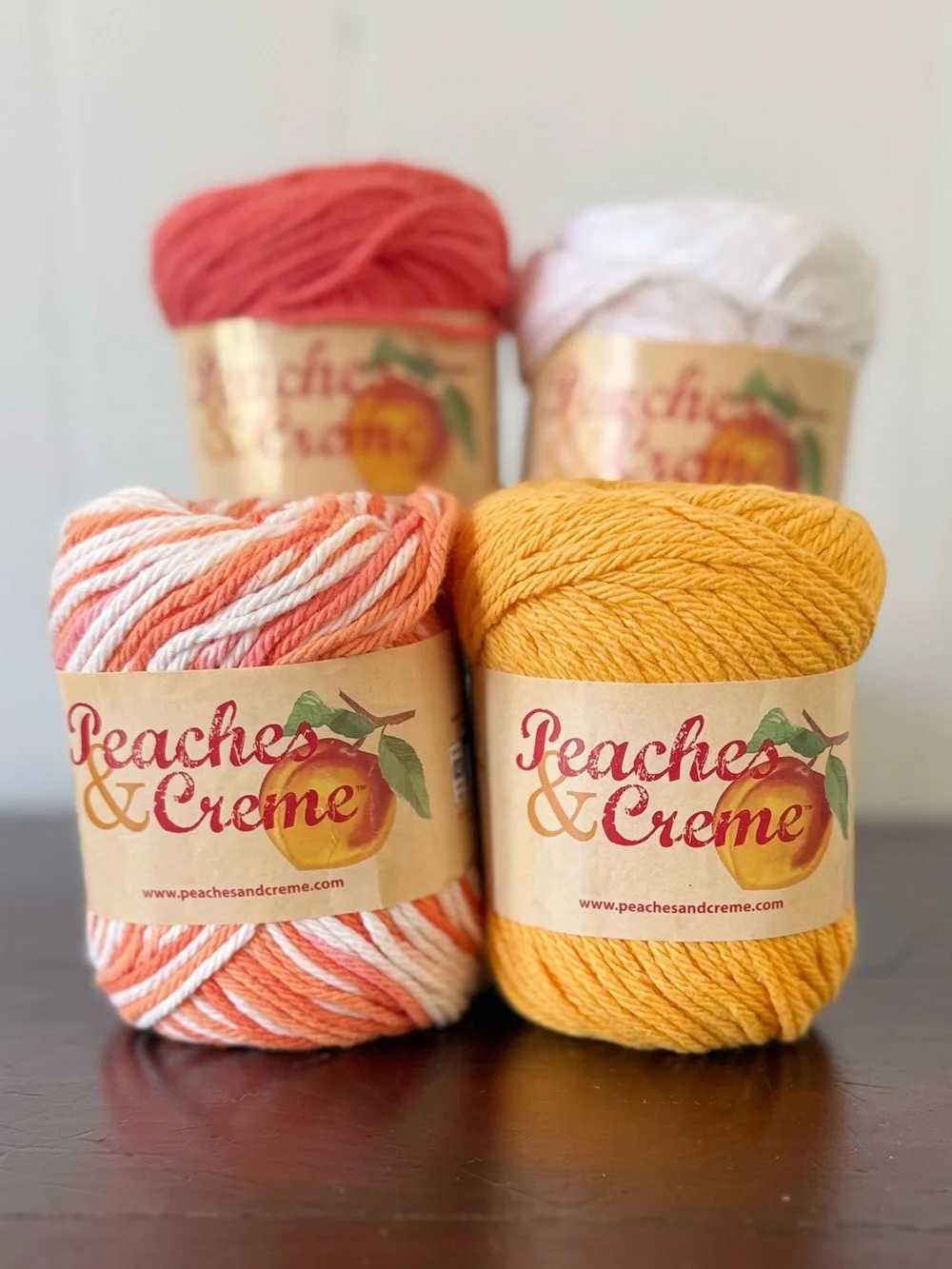Peaches & Creme -HAPPY- Color Curated Bundle, 4 Skeins 100% Cotton, 455 yards